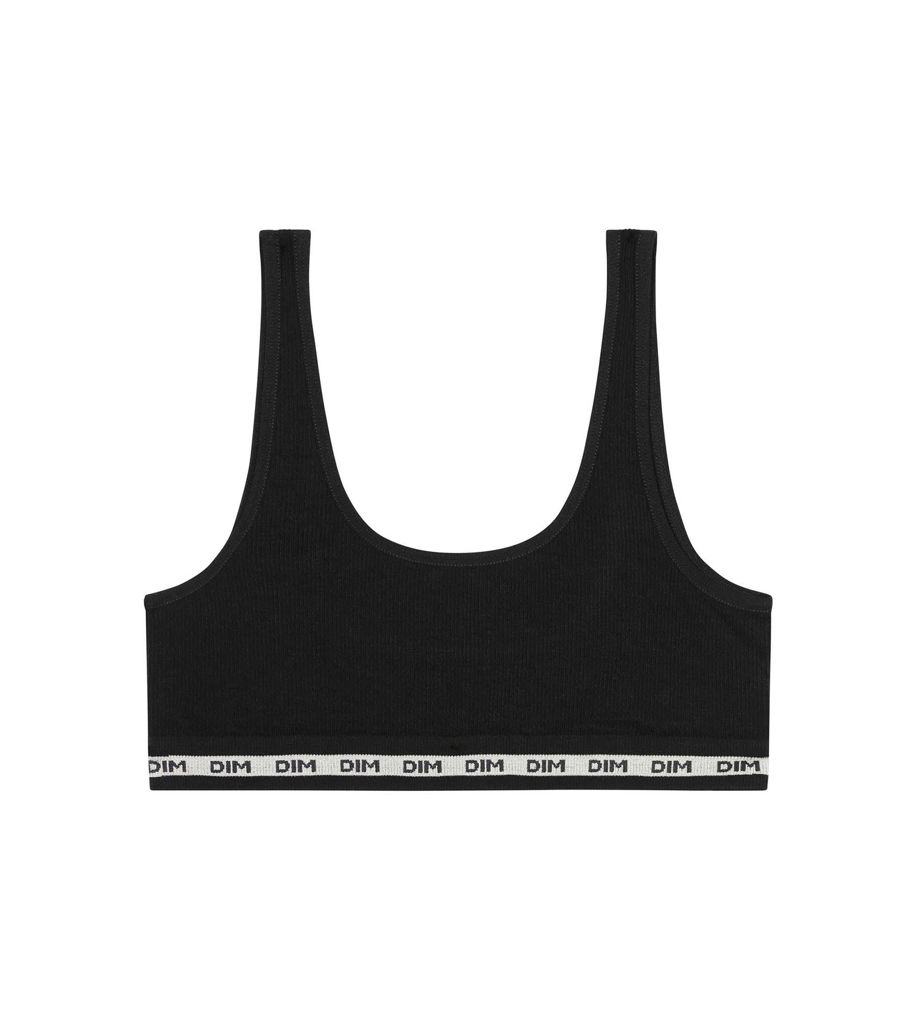 Girls' ribbed fabric bralette in Black Dim Icons