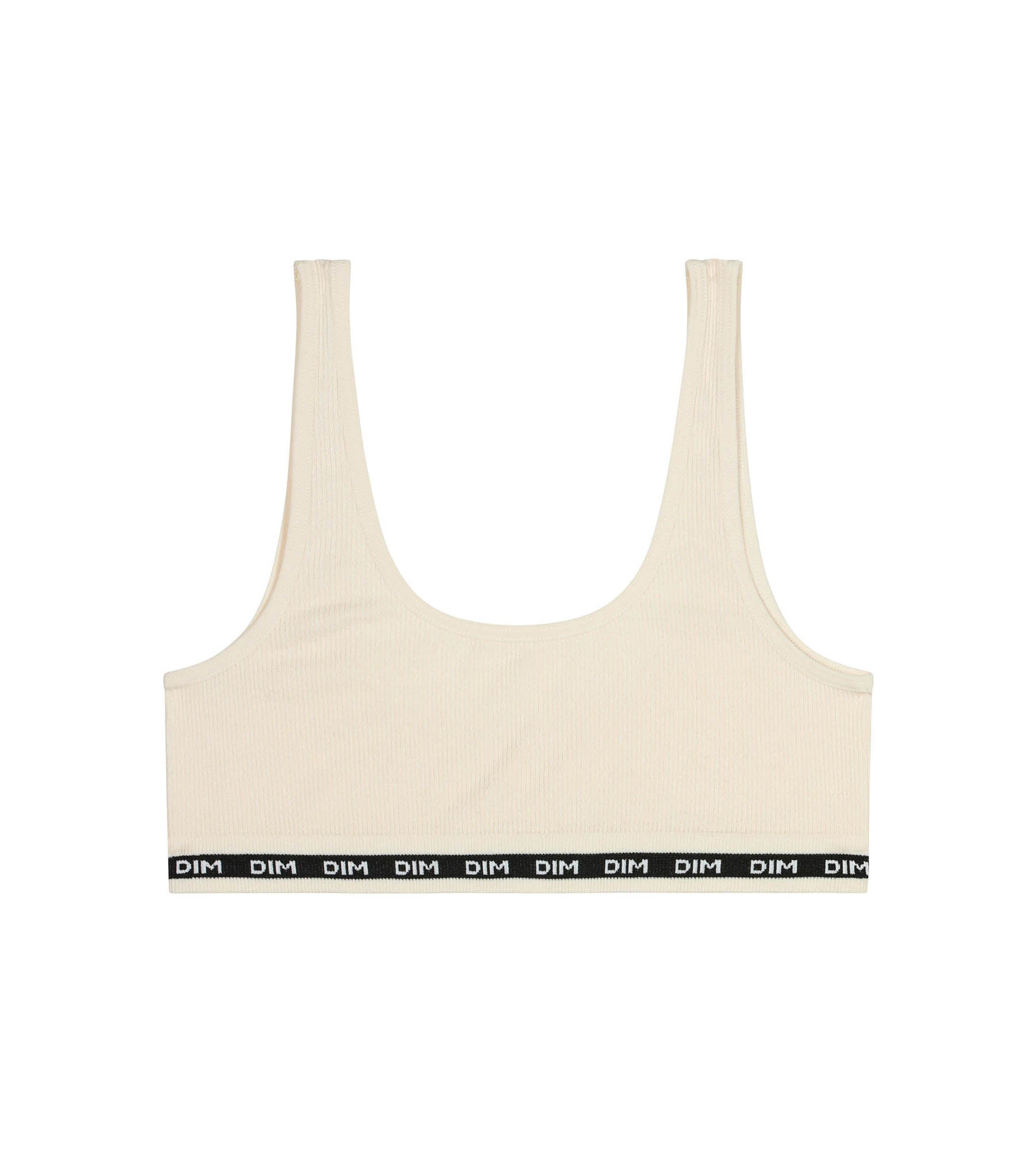 Girls' ribbed fabric bralette in Beige Ivory Dim Icons