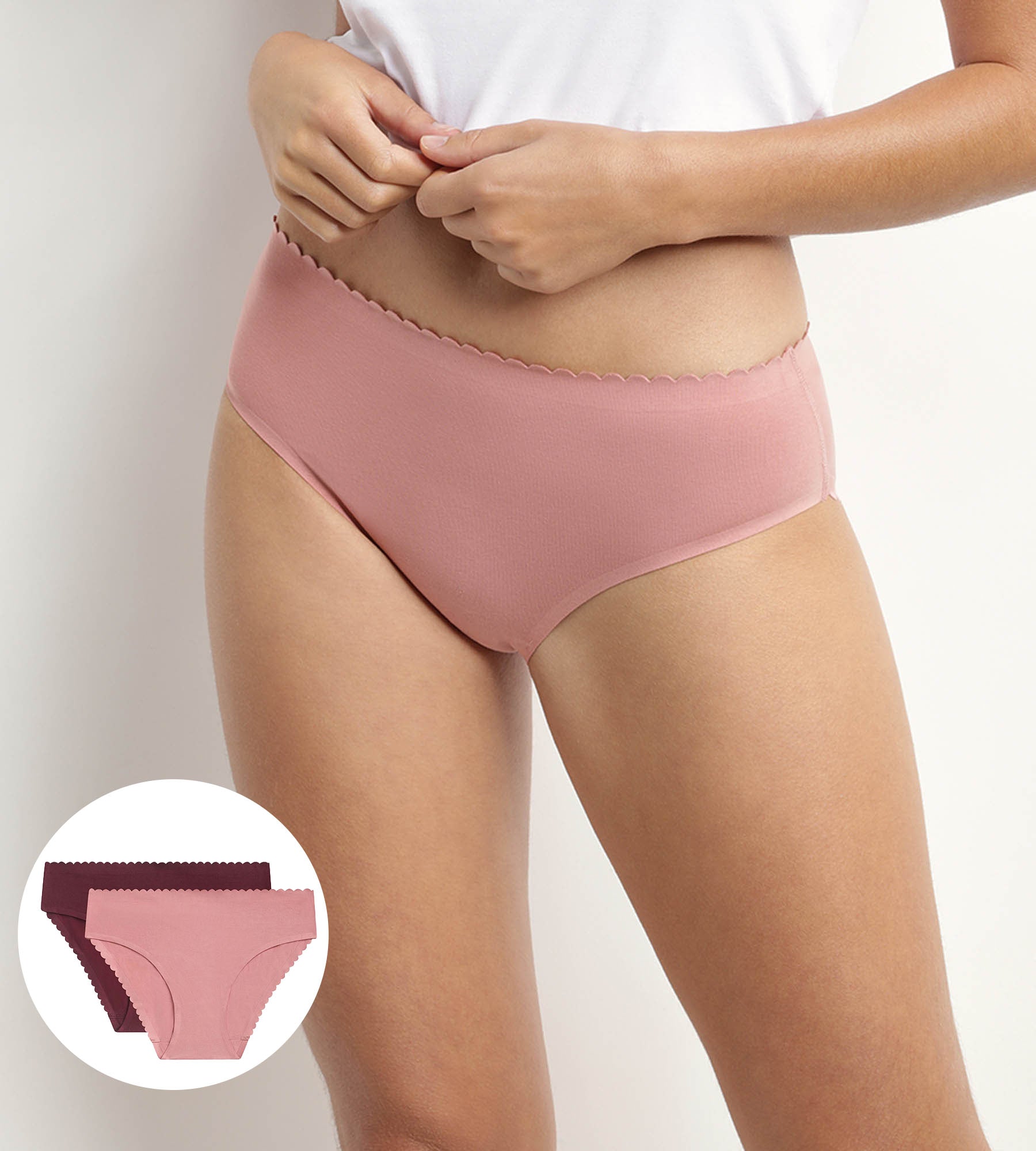 Pack of 2 women's briefs in stretch cotton in Rose and Ruby Body Touch Easy