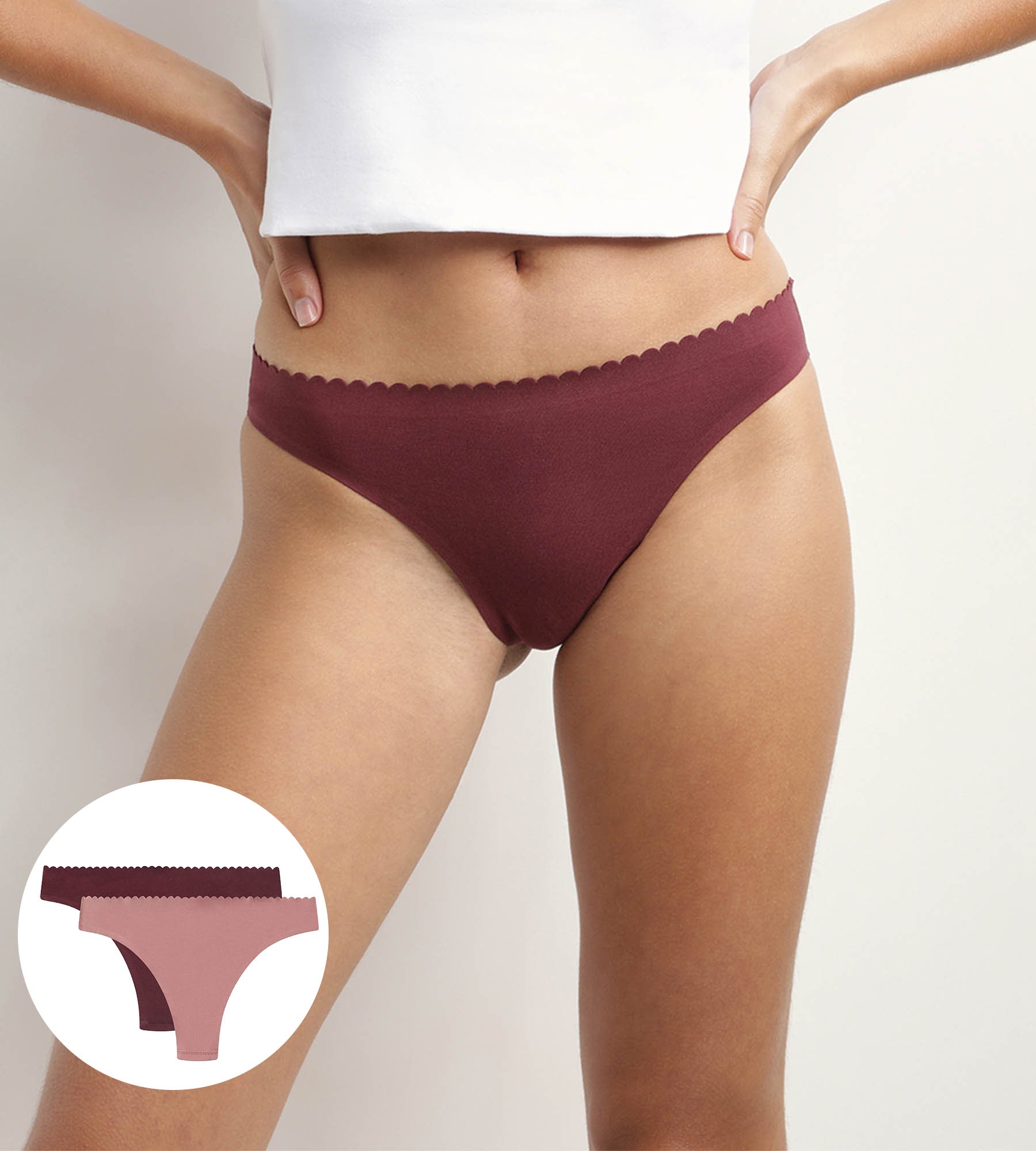 Pack of 2 women's tangas in Pink and Ruby microfibre Body Touch Easy