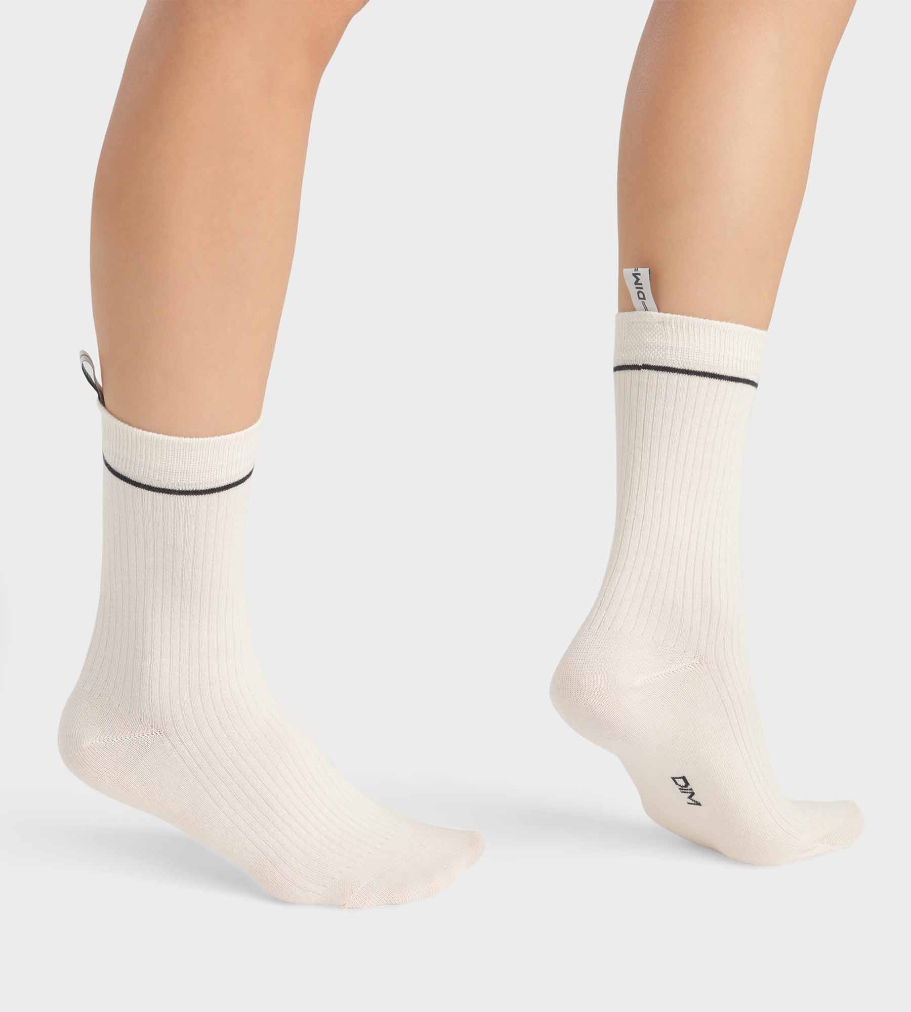 Cream Unisex Ribbed Modal Cotton Socks Dim Icons