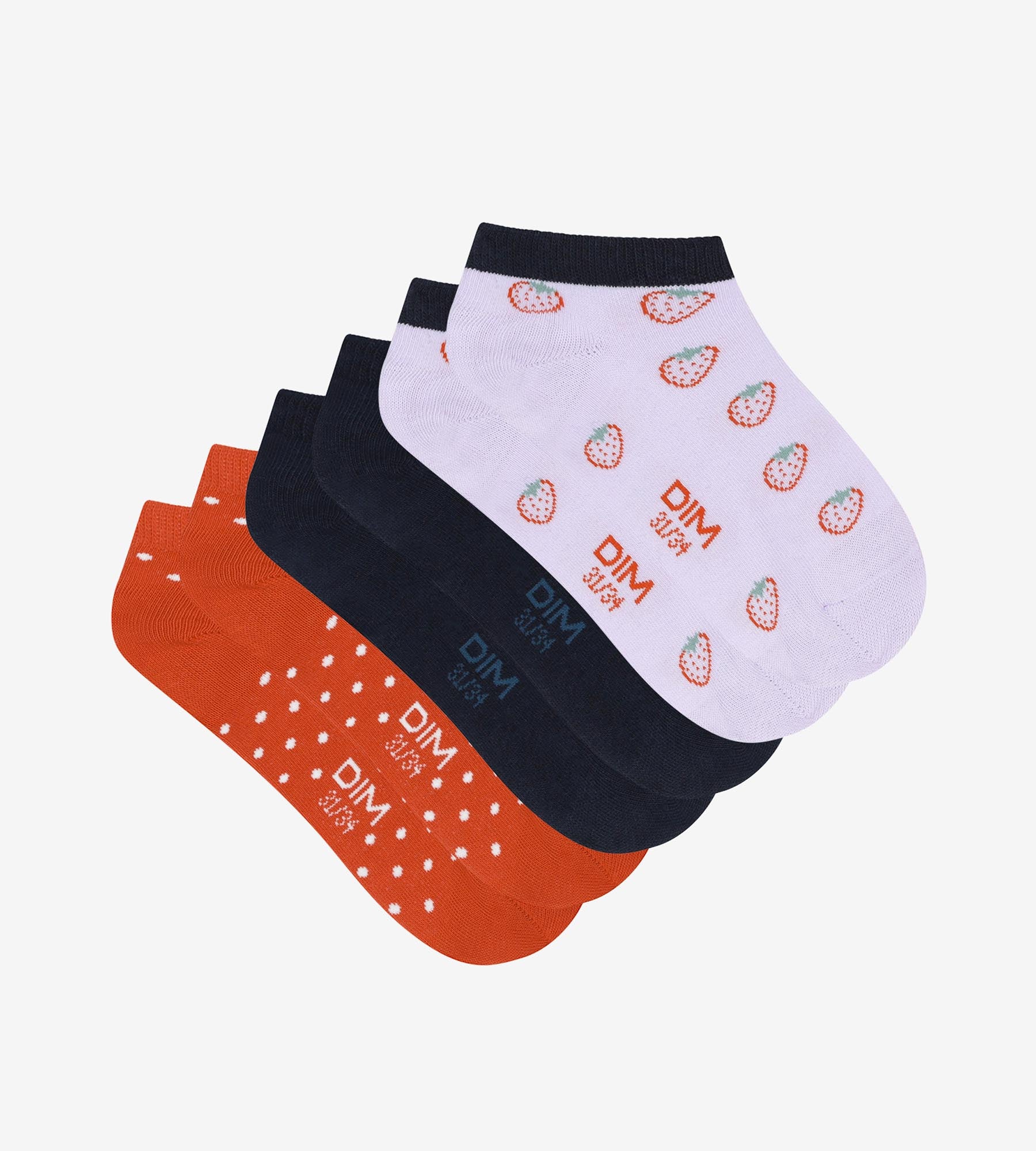 Pack of 3 pairs of Lila children's socks with strawberry pattern Cotton Style