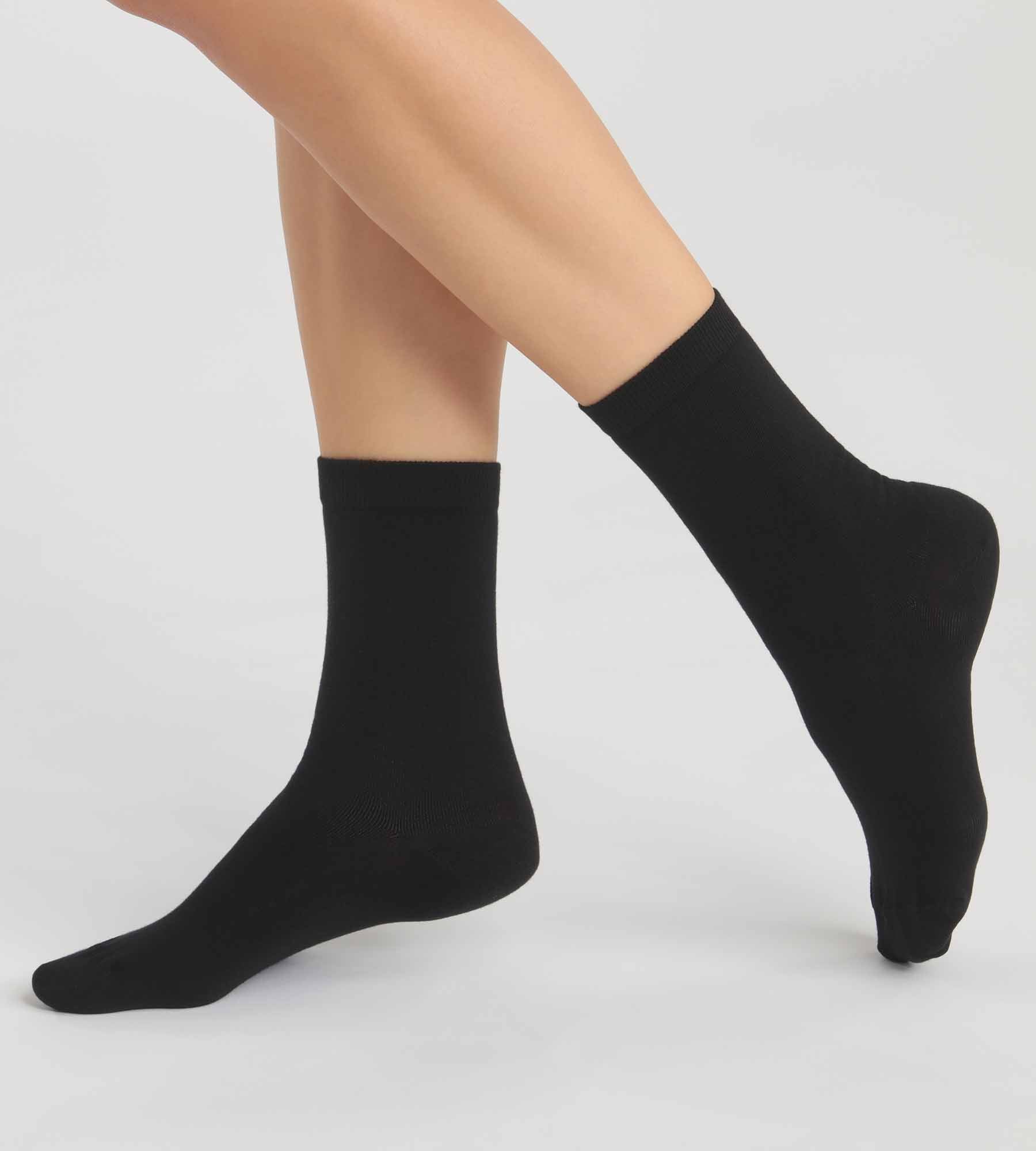 Pack of 2 pairs of black women's socks in organic cotton Dim Good