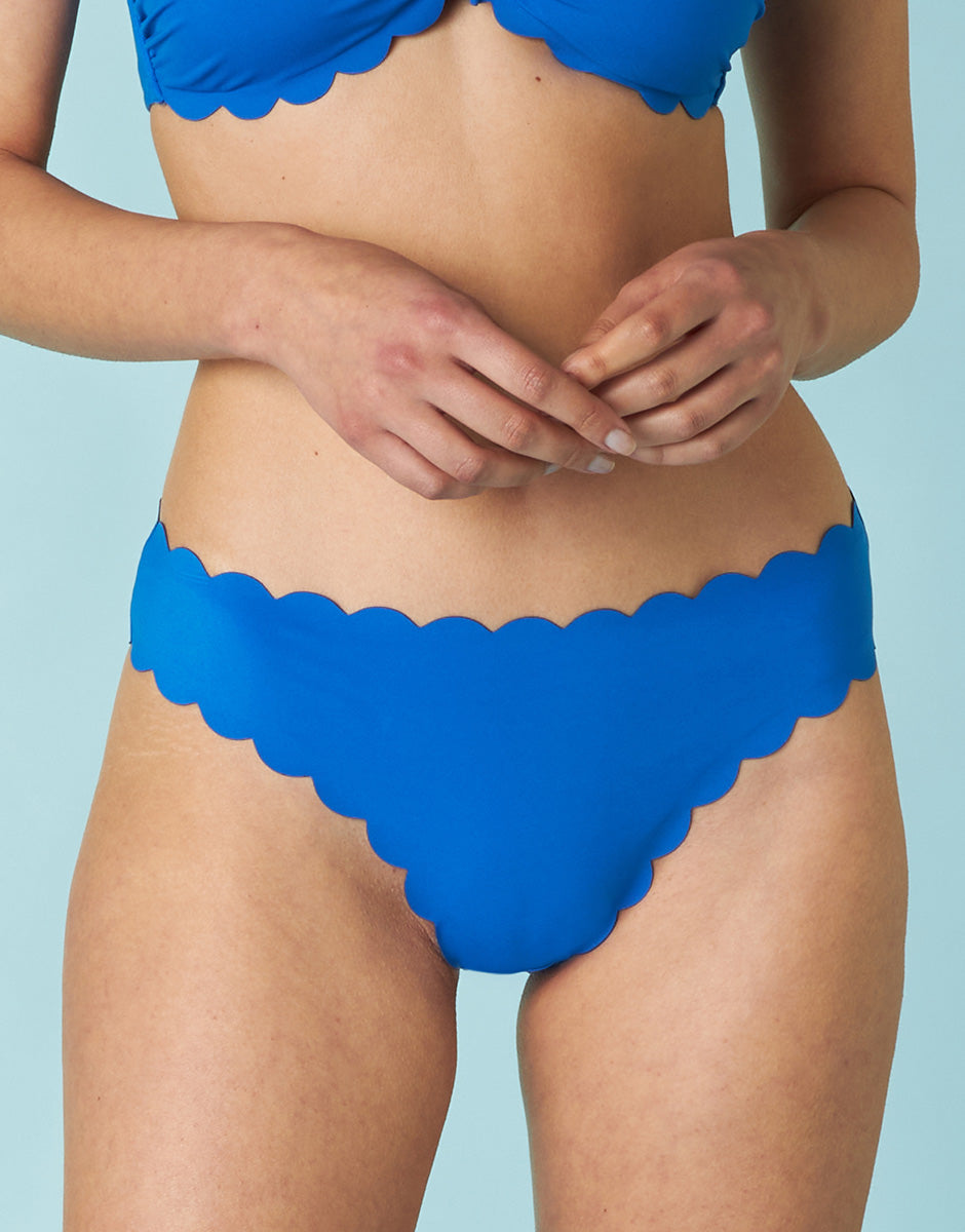 Brazilian brief Scallop in electric blue microfiber