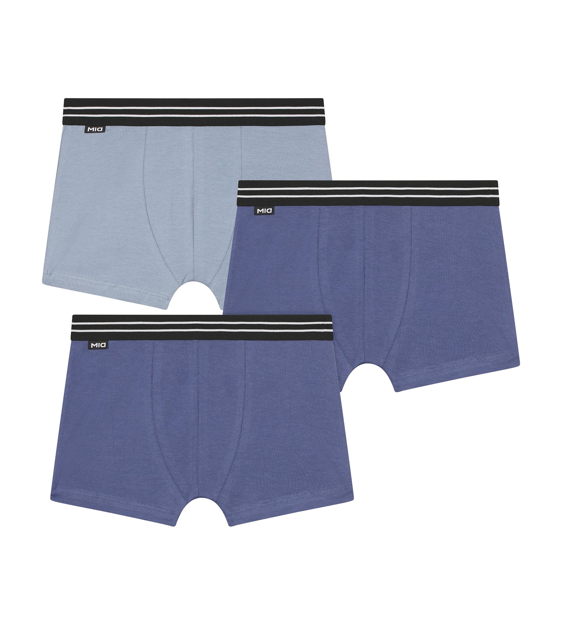 Pack of 3 Ecodim blue stretch cotton boxer shorts for boys