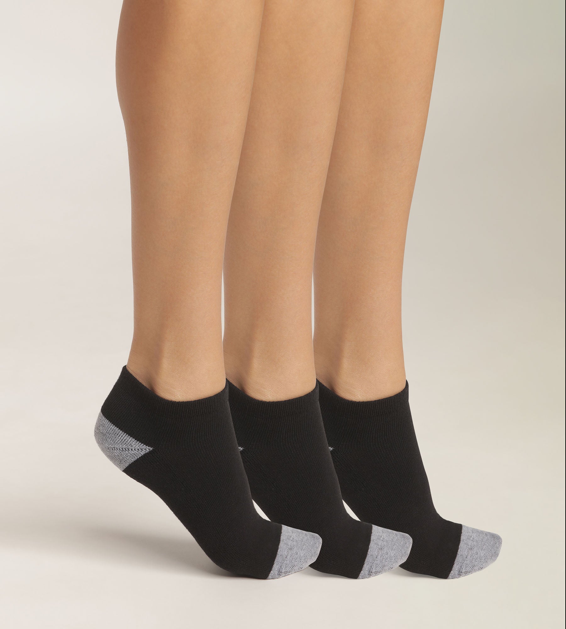 Pack of 3 pairs of EcoDim Sport black and grey cotton socks for women