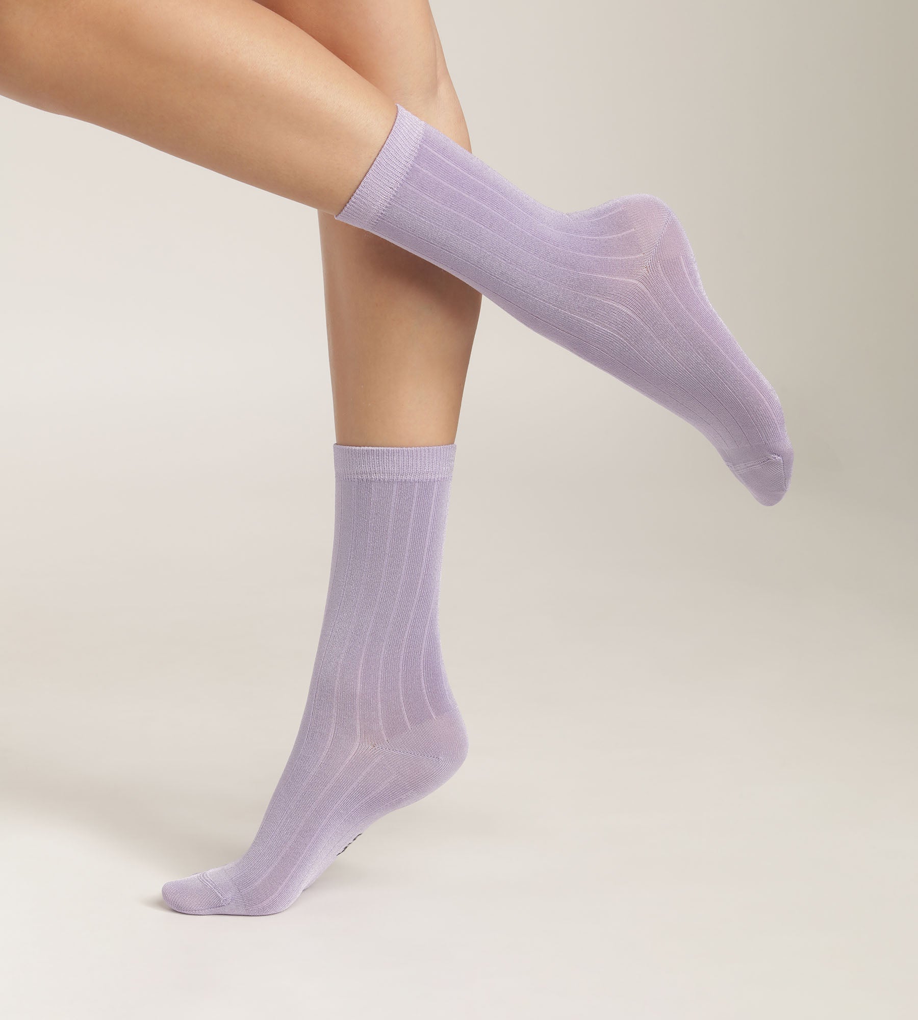 Women's ribbed socks in satin cotton Lila Dim Mode