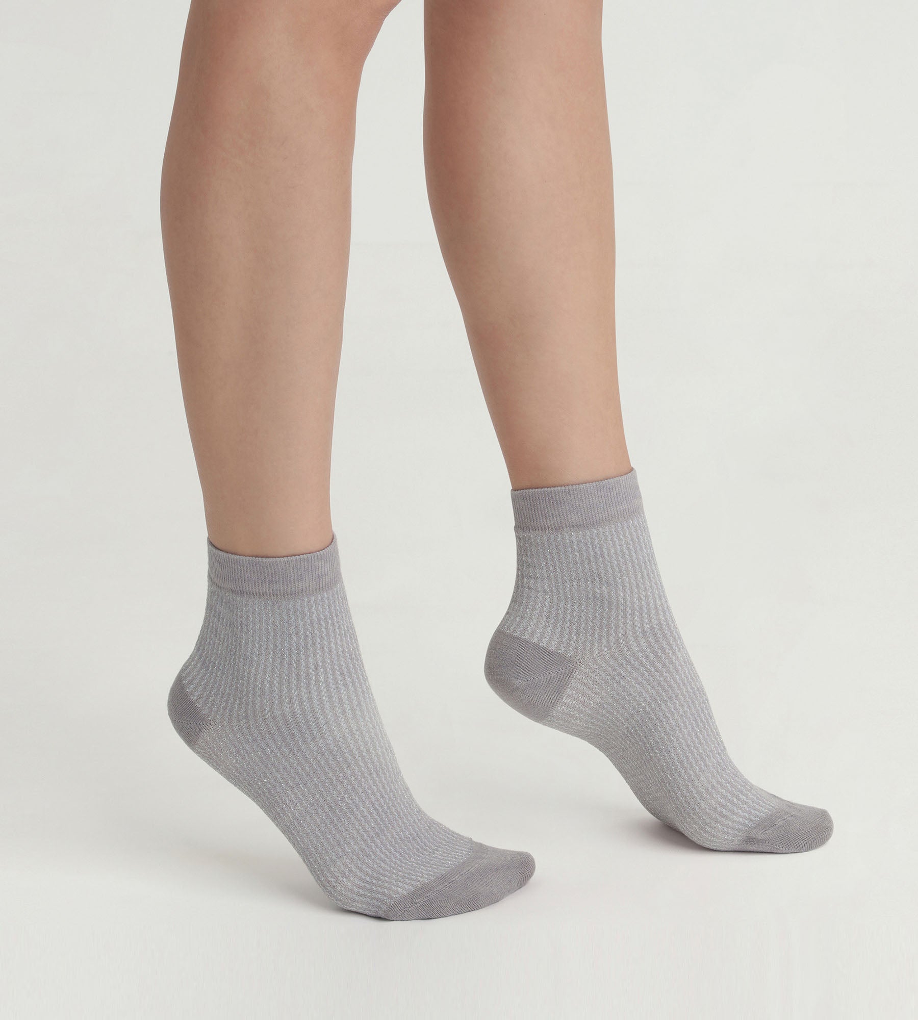 Women's taupe and silver Lurex socks Dim Mode