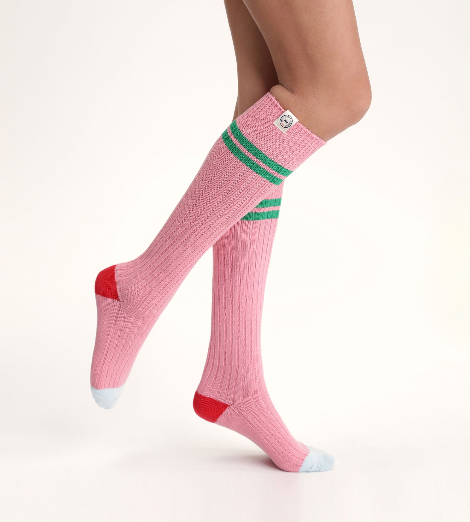 Women's colorblock high socks Pink Dim x Ines de La Fressange