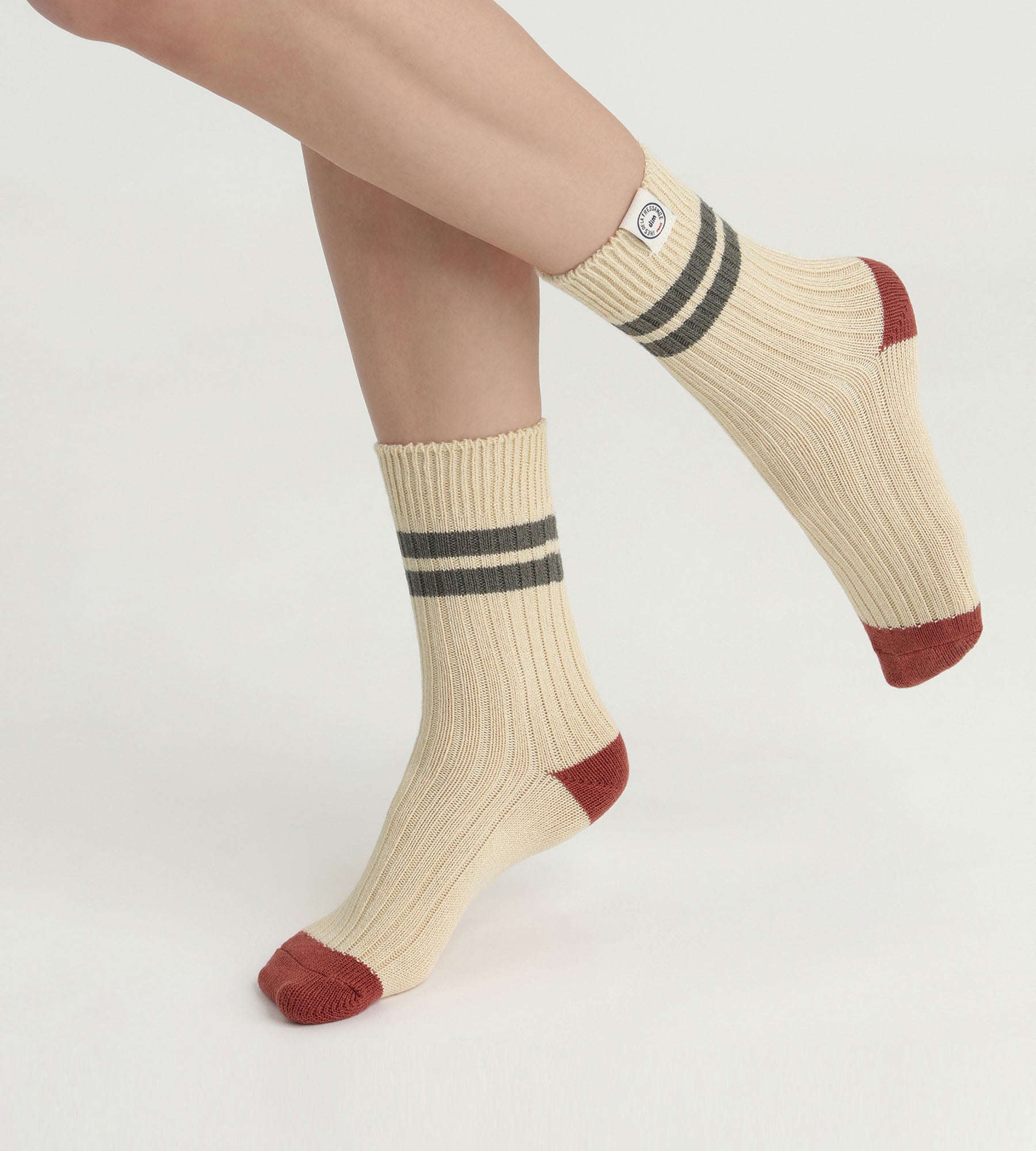 Women's colorblock socks Beige Dim x Inès de La Fressange
