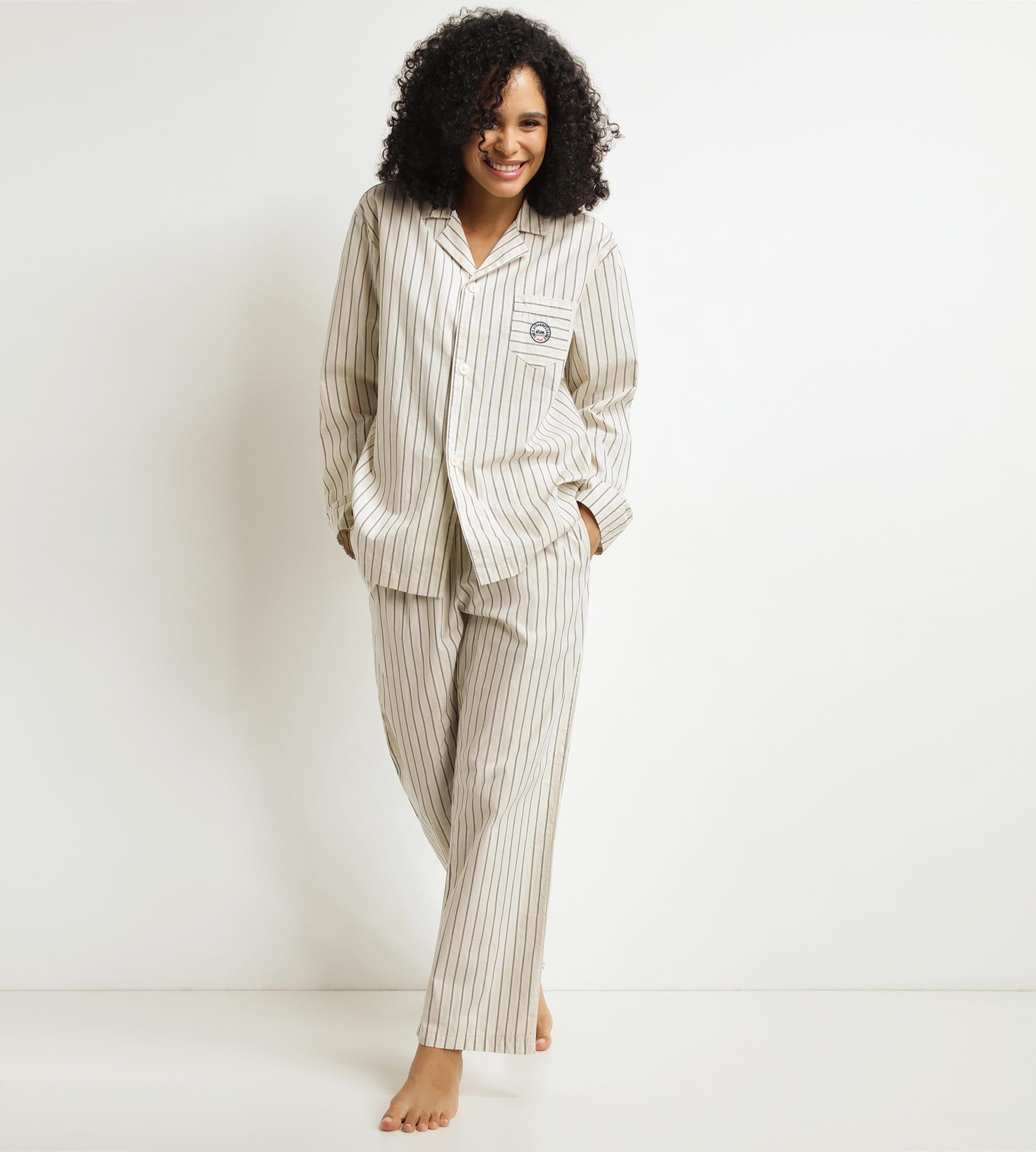 Women's grey striped pyjama trousers Dim x Ines de La Fressange