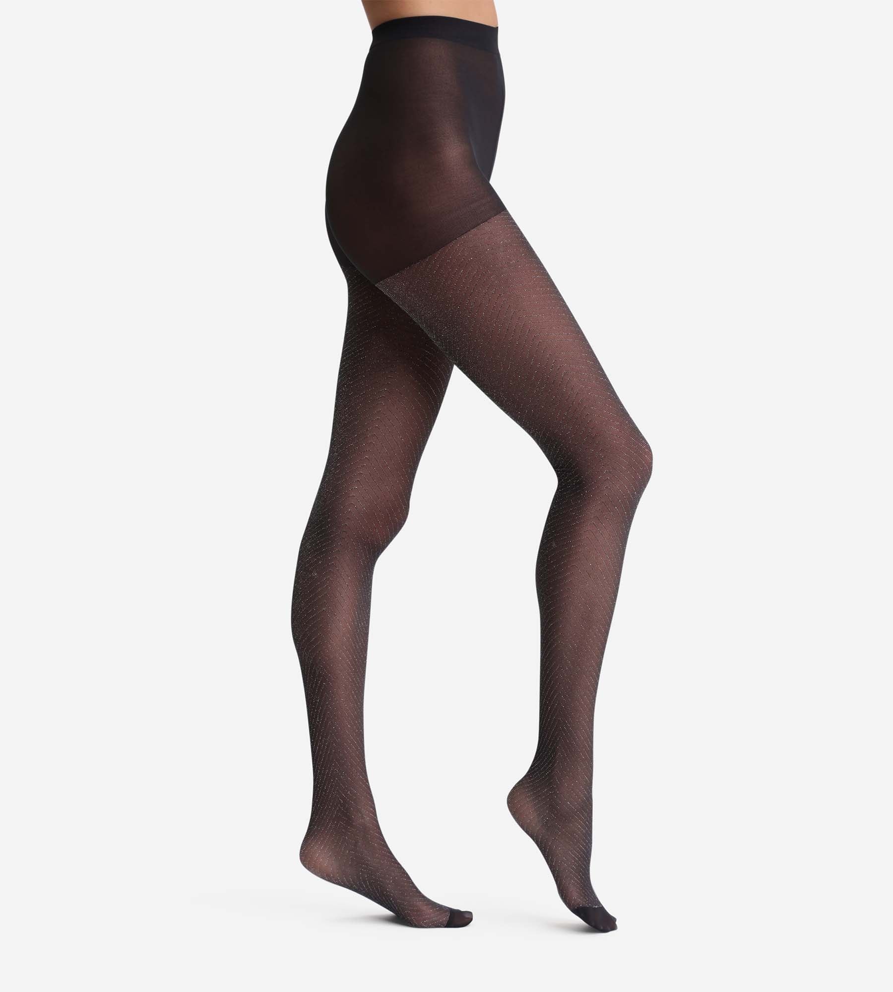Black Shiny Sequined Tights Dim Style