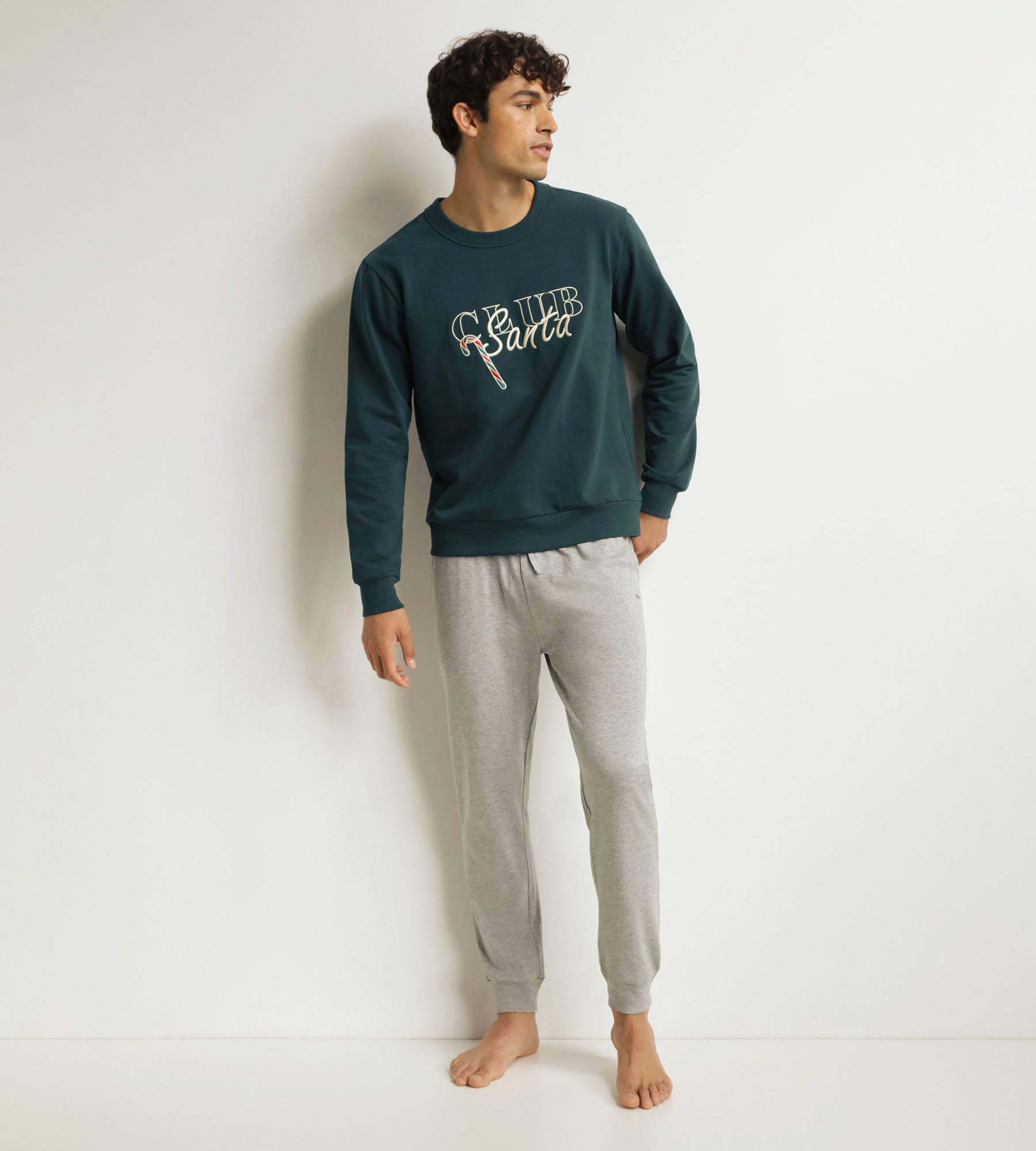 Men's pyjama trouser set Grey Green Dim