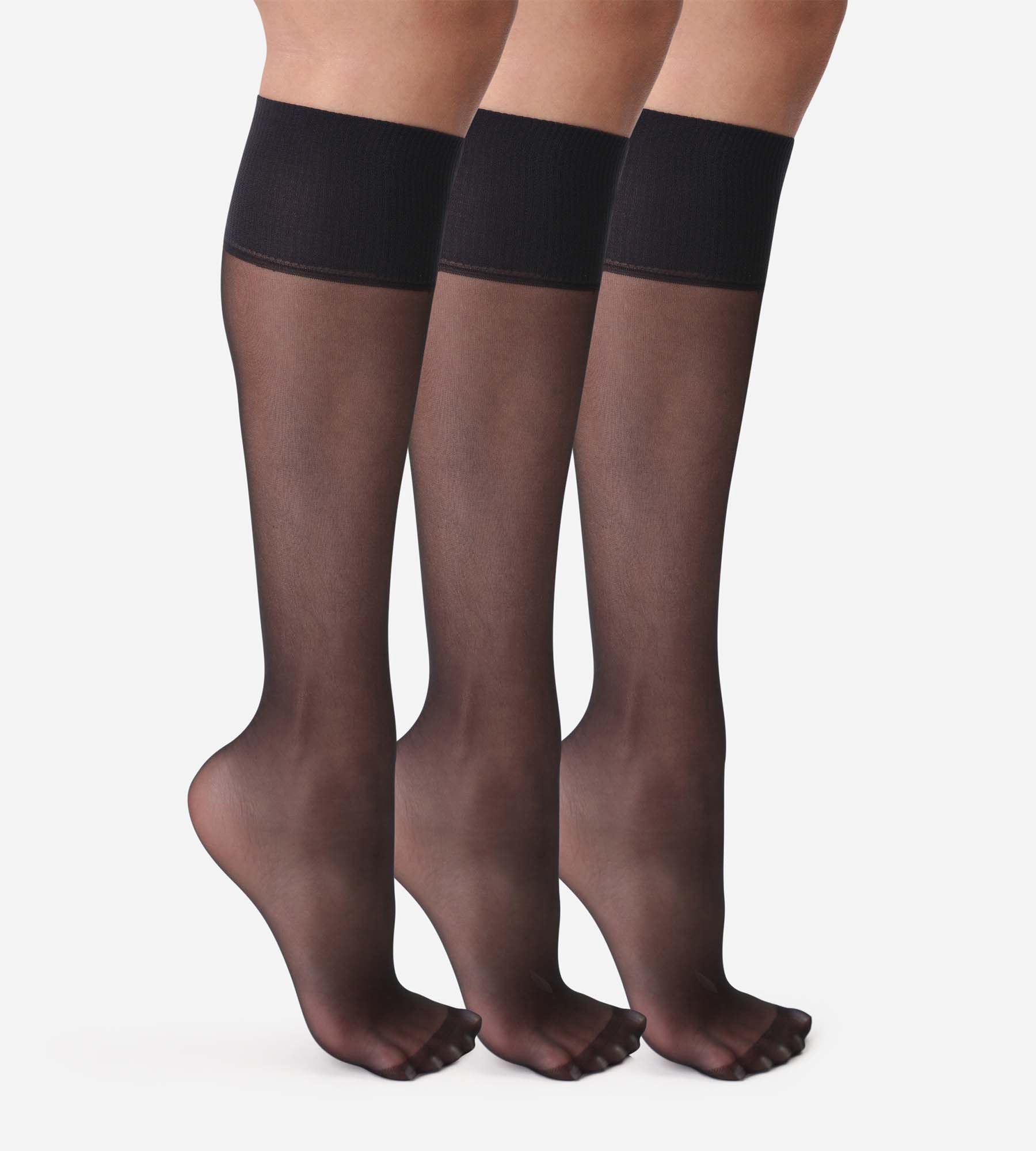 Beauty Resist 20D Black Sheer Knee Highs 3 Pack