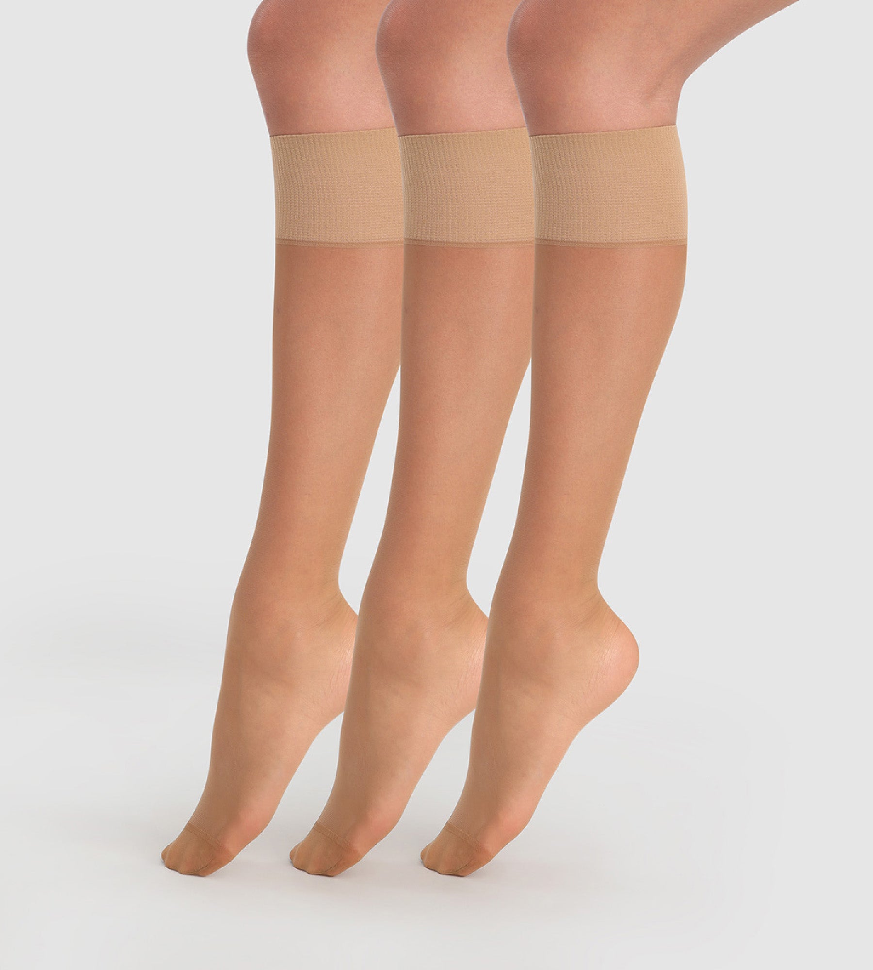 Pack of 3 Transparent Beauty Resist 20D Cinnamon Knee-Highs