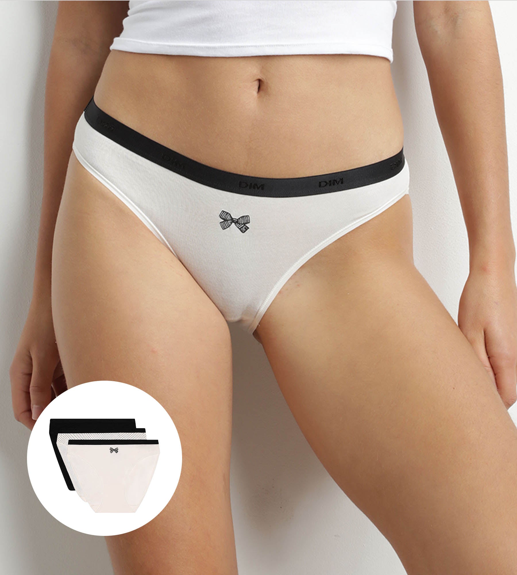 Pack de 3 bragas con lazo negro de algodón Les Pockets