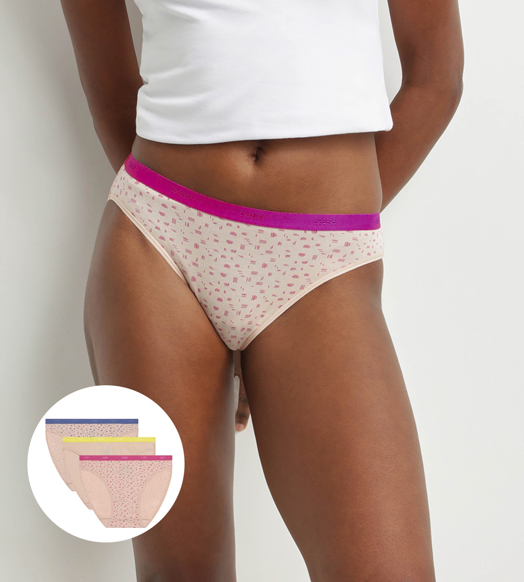 Pack of 3 fluorescent stretch cotton knickers Les Pockets