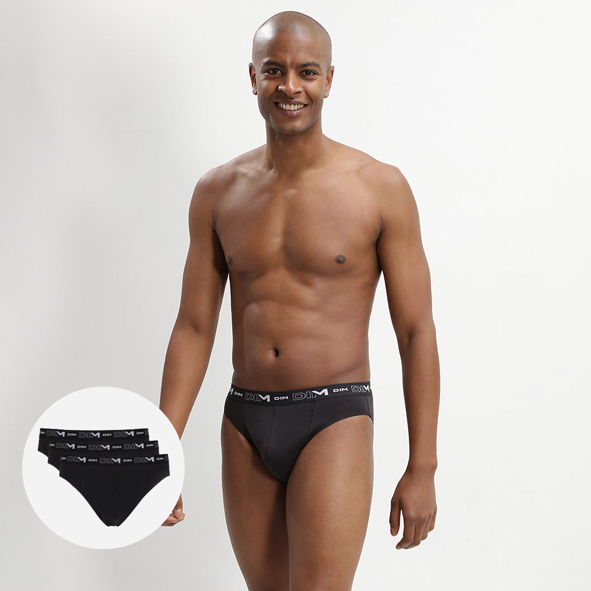 Pack de 3 slips negros para hombre de algodón elástico