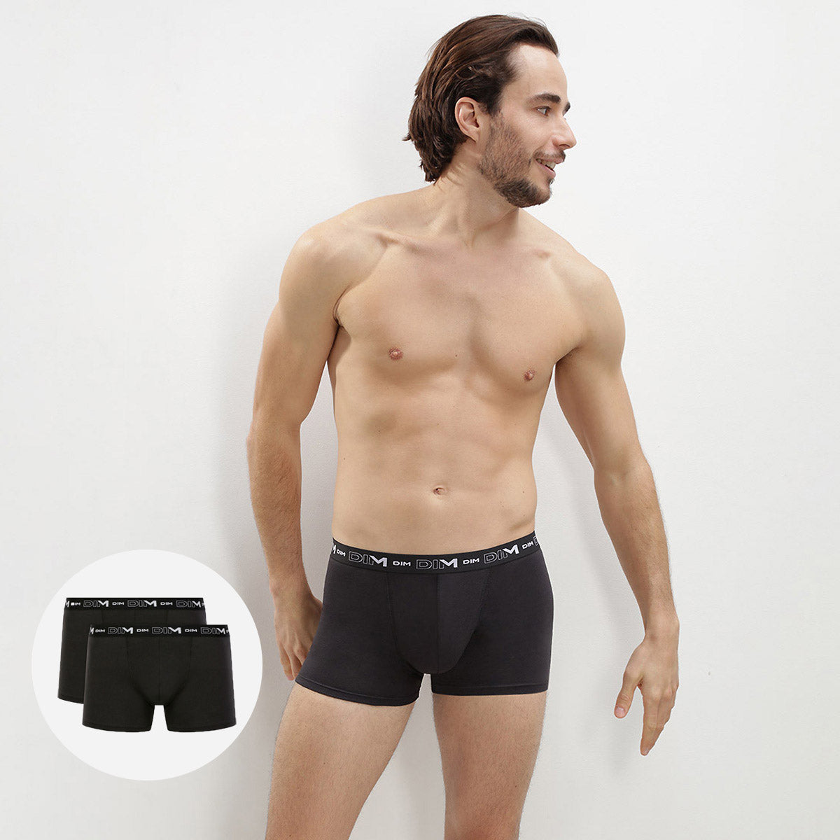 Pack de 2 bóxers negros de algodón elástico para hombre