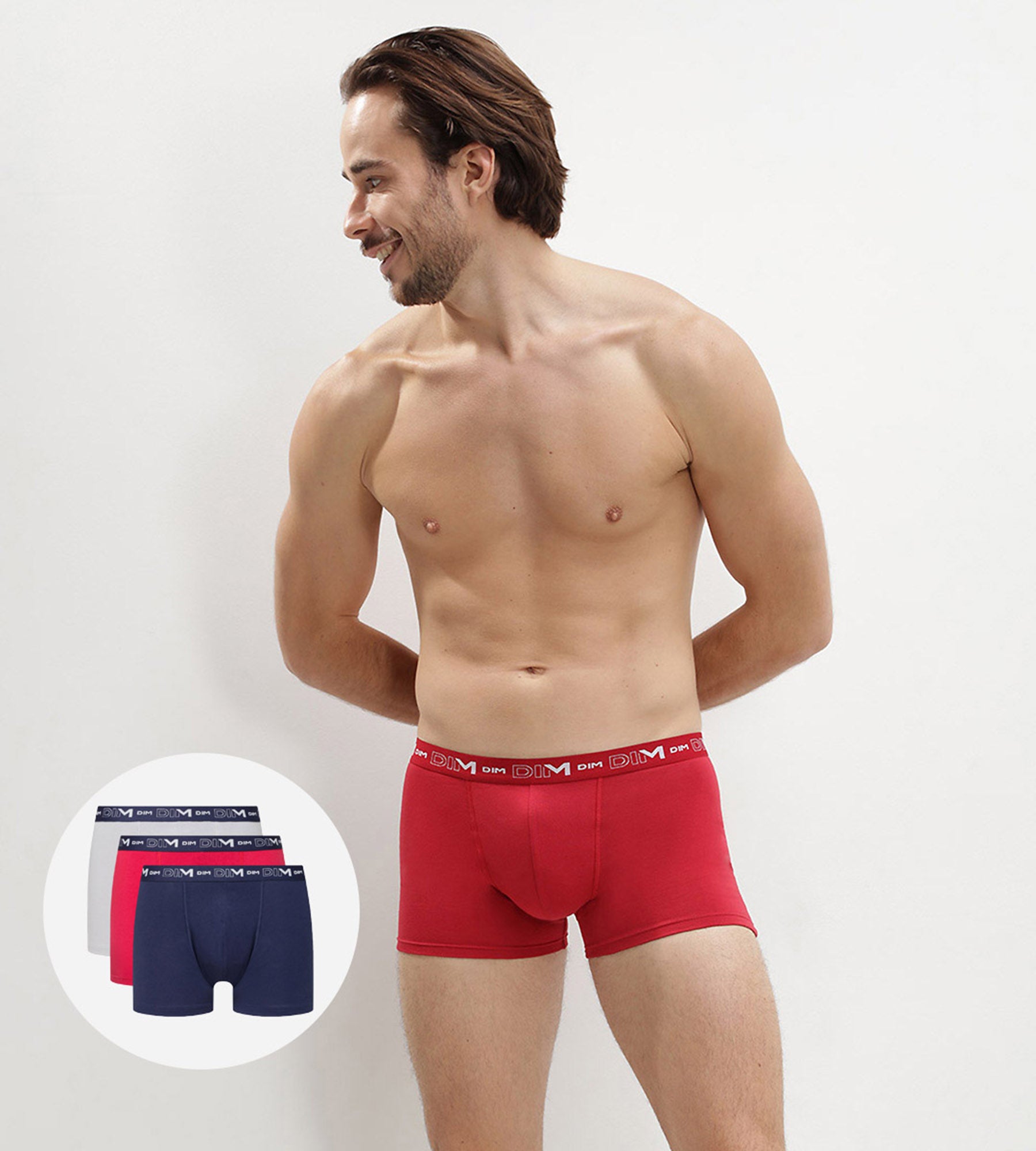 Pack de 3 bóxers para hombre azul rojo y acero Coton Stretch