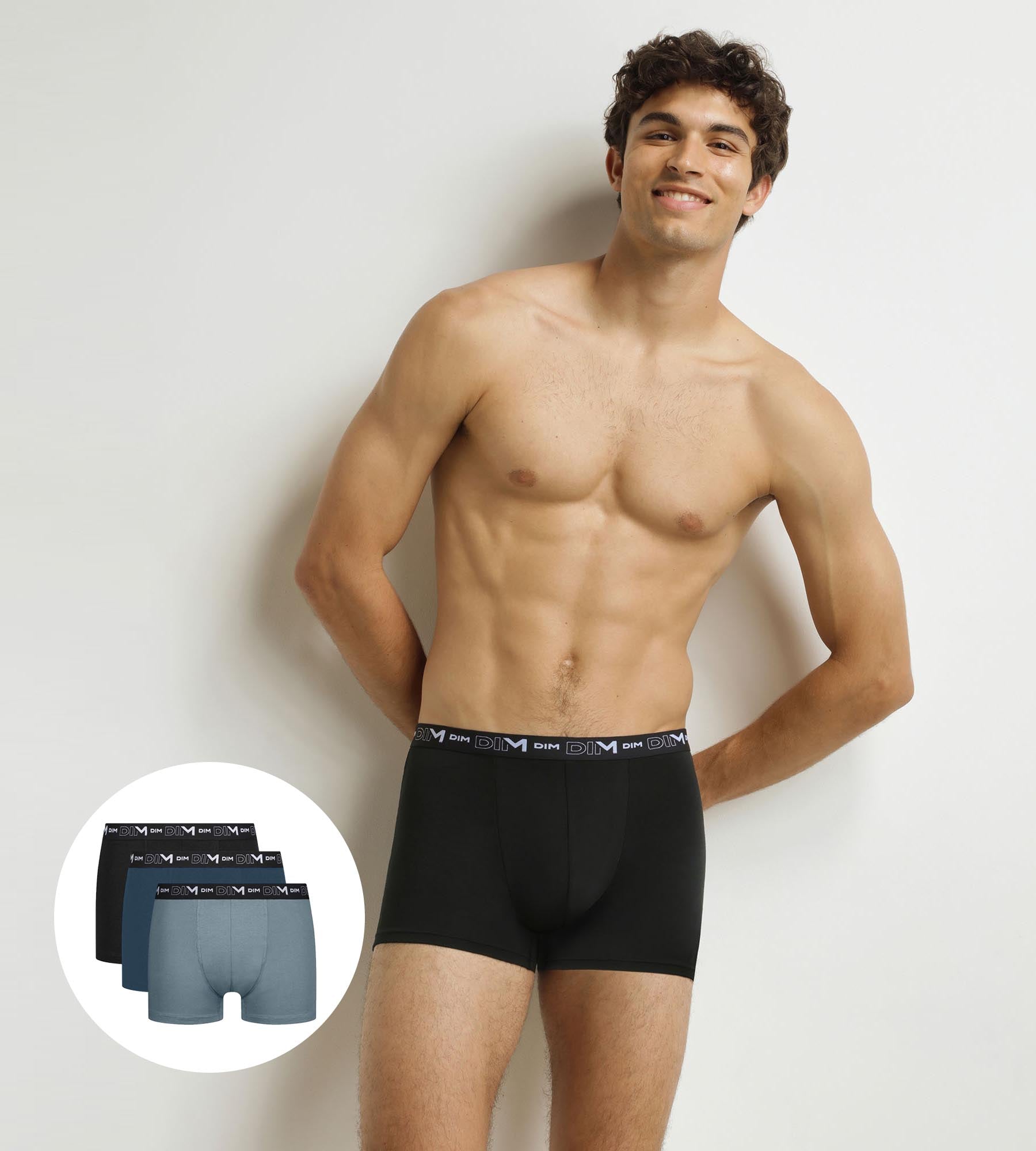 Pack of 3 Men's Black Granite Green Stretch Cotton Boxer Briefs