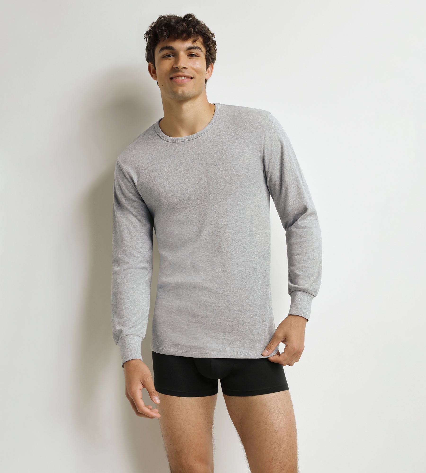 Men's Dim Thermal t-shirt in mottled grey cotton