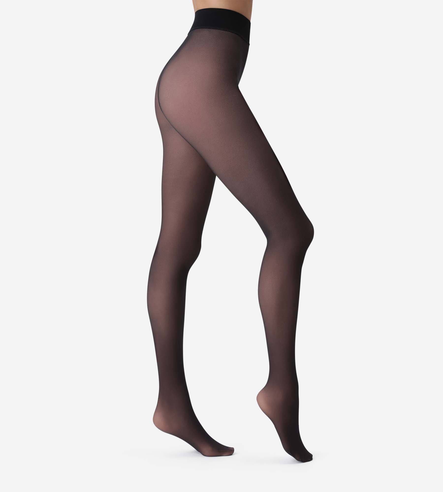 Sheer effect hot tights Black Thermo