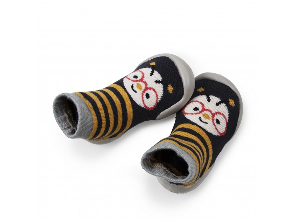 Zapatilla para casa calcetín negra y amarilla con abeja Collegien