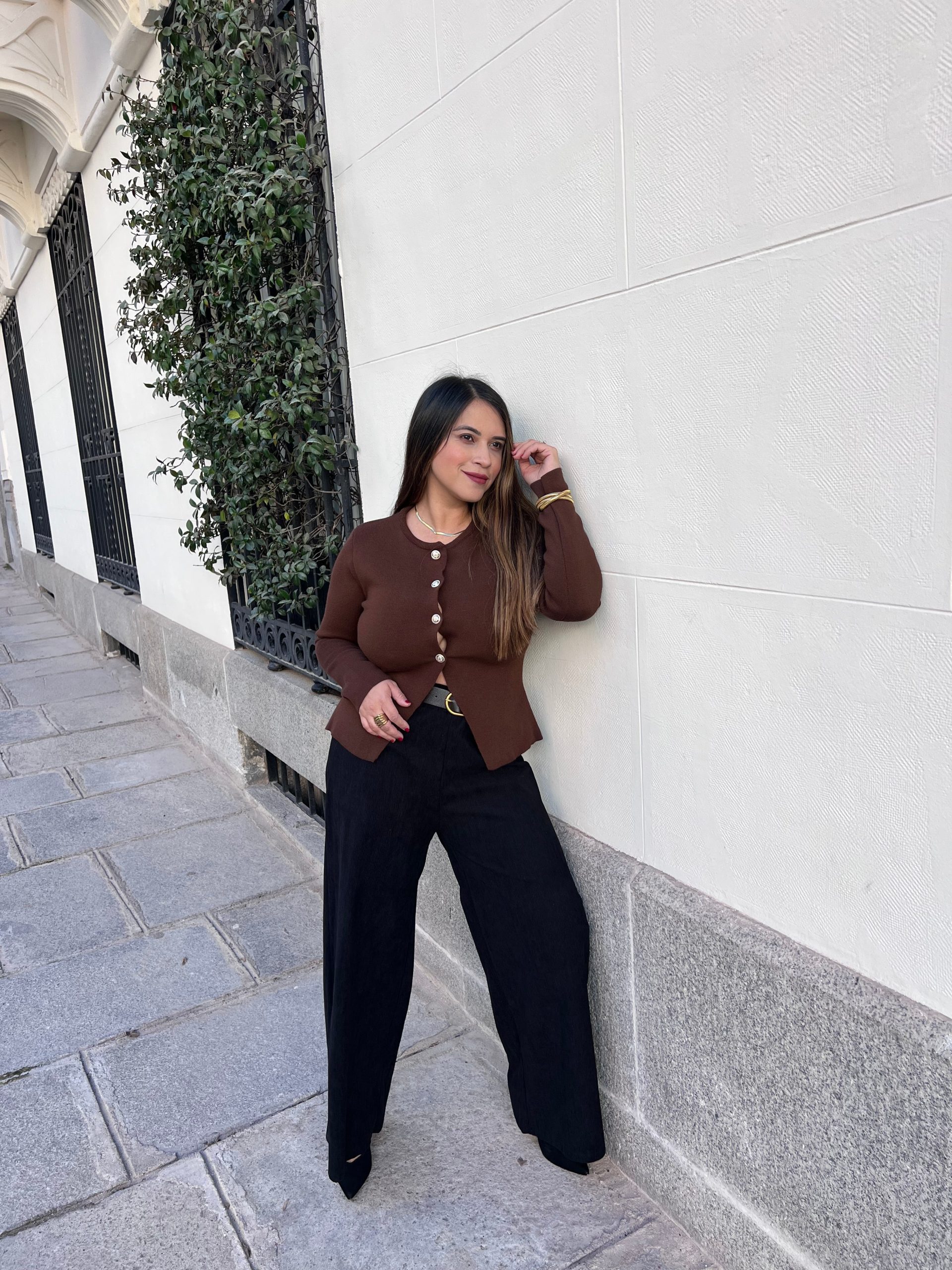 Pantalón palazzo pana negro