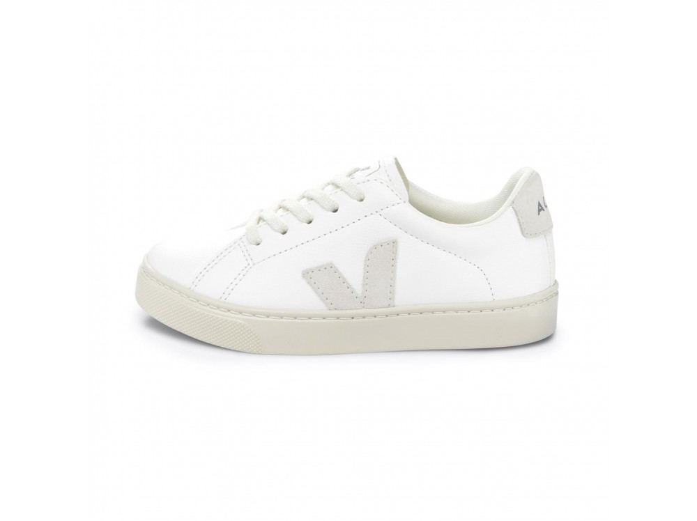 Zapatilla blanca y V natural con cordón ESPLAR de Veja