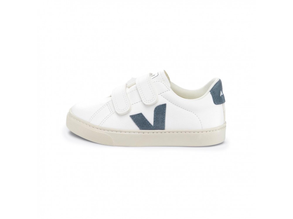 Deportiva piel blanco/azul con velcro ESPLARVEL de Veja