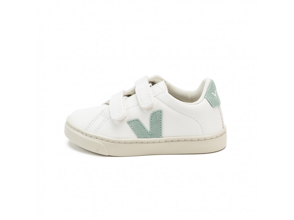 Deportiva piel blanca/matcha con velcro Esplarvel Veja