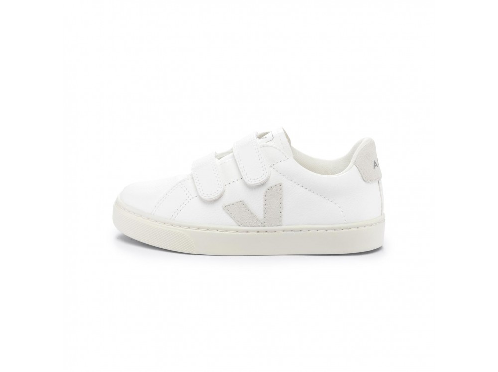 Zapatilla blanca y V natural con velcro ESPLARVEL de Veja