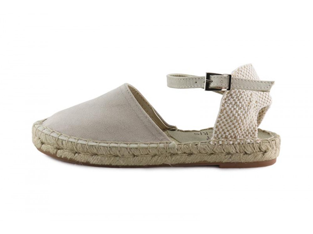 Sandalia beige con hebilla y suela de esparto Pepa y Cris