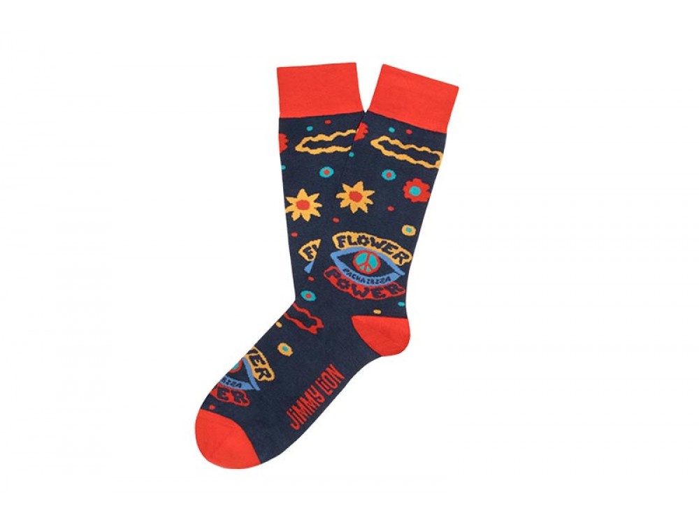 Calcetin con estampado hippy azul media caña Jimmy Lion Flower
