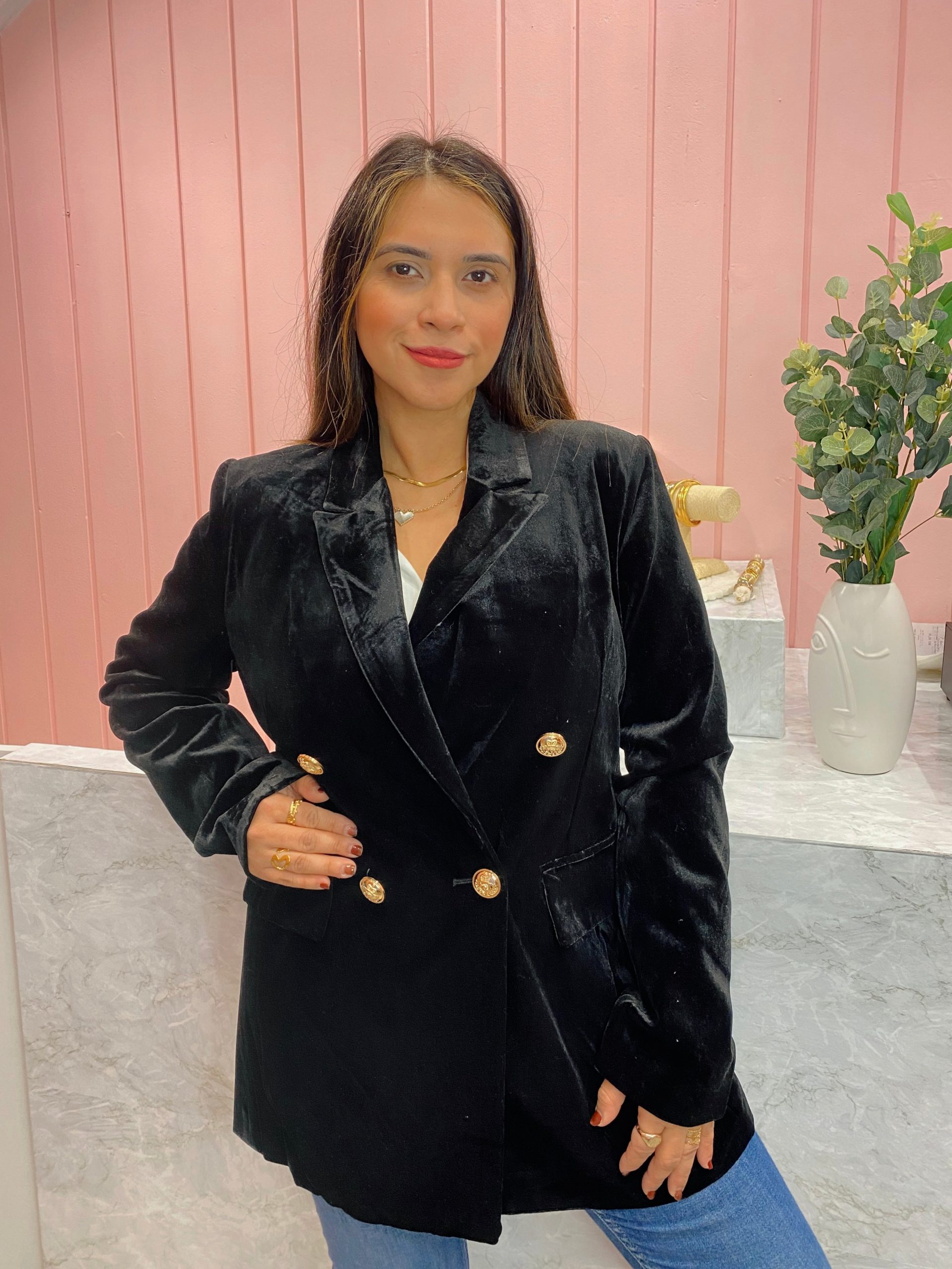 Blazer de Terciopelo con Solapa Clásica