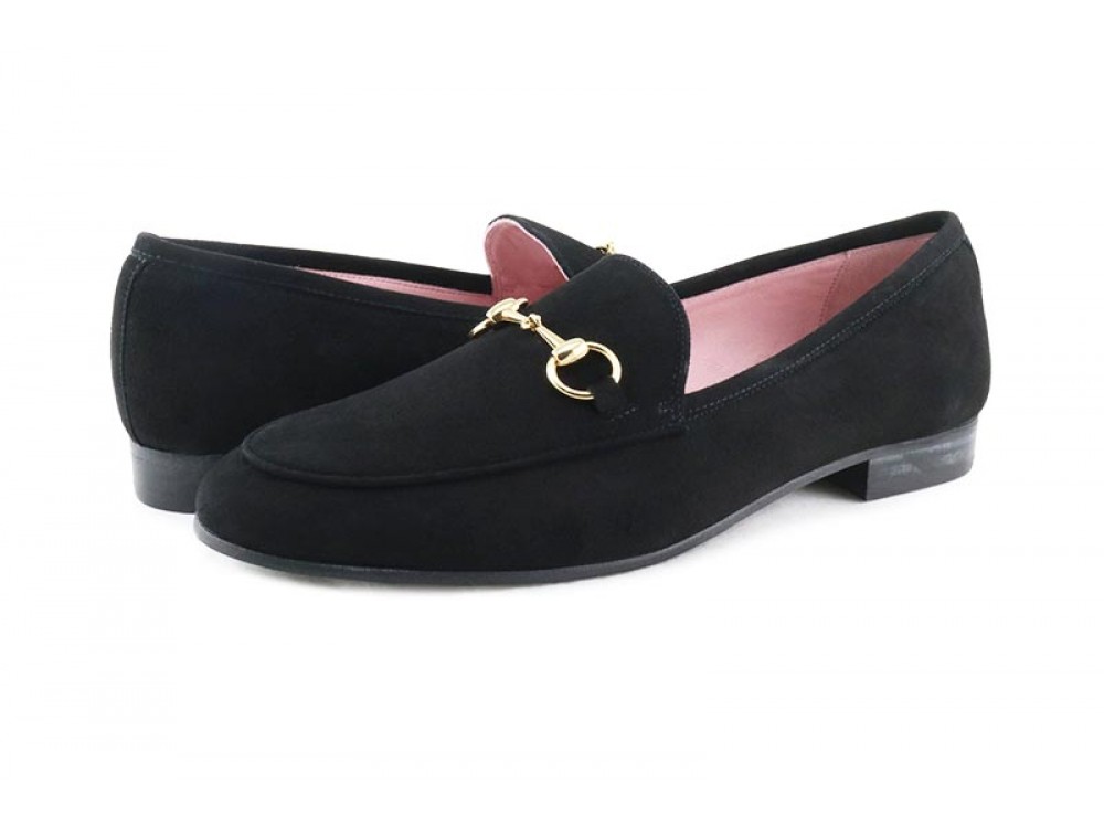 Mocasin negro de ante con estribo Castellano