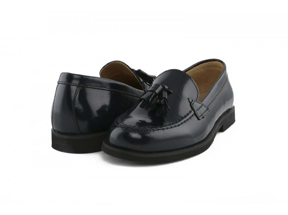 Mocasín piel azul brillante con borlas Goribor Jeromín