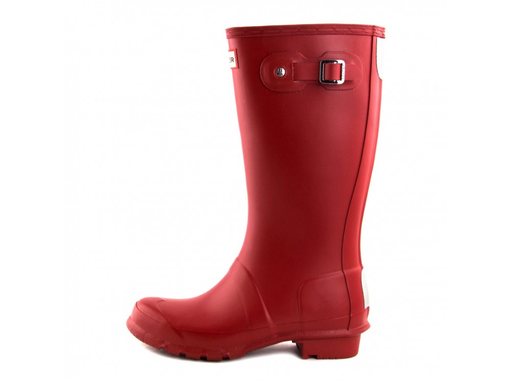 Bota de agua rojo caña alta con hebilla Hunter