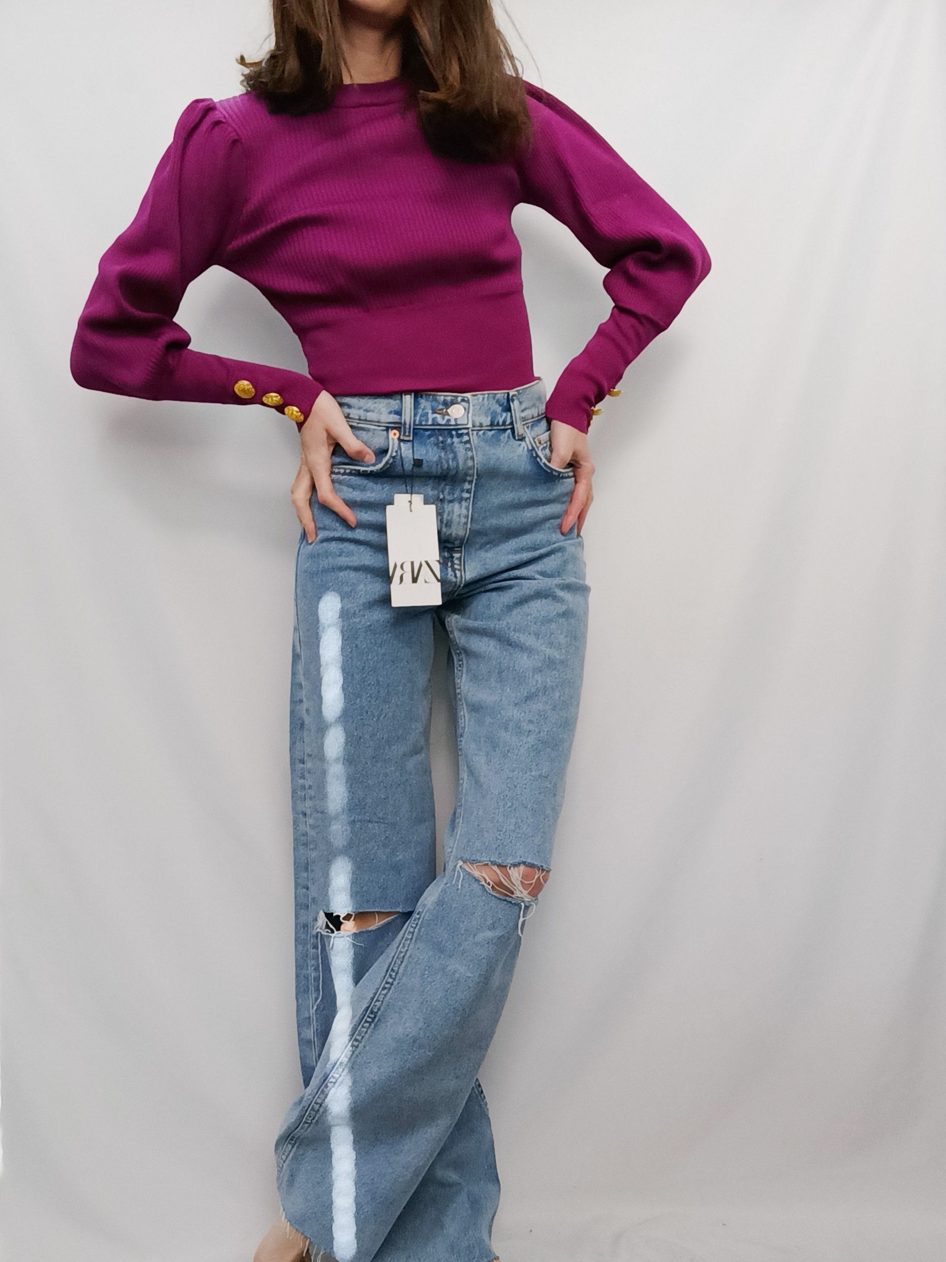 ZARA. Pantalón vaquero ancho T.34