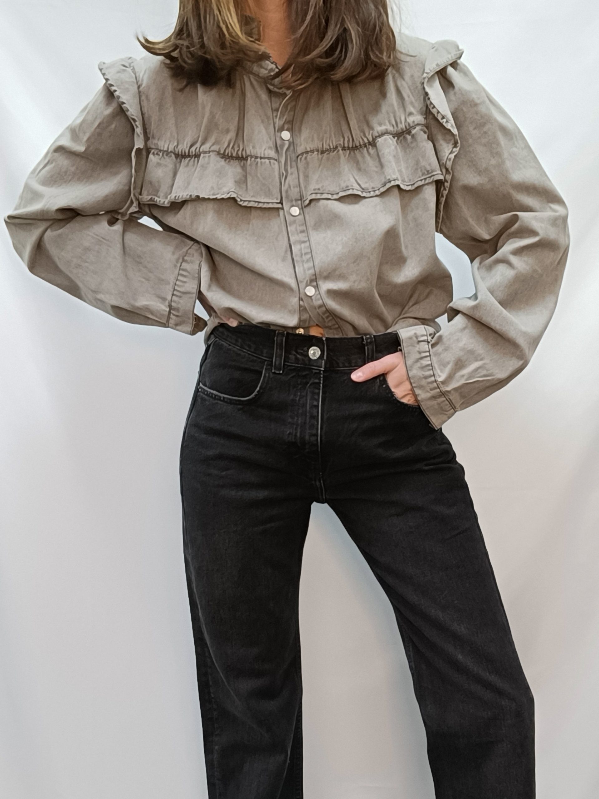 OTRAS. Camisa denim gris  T.l