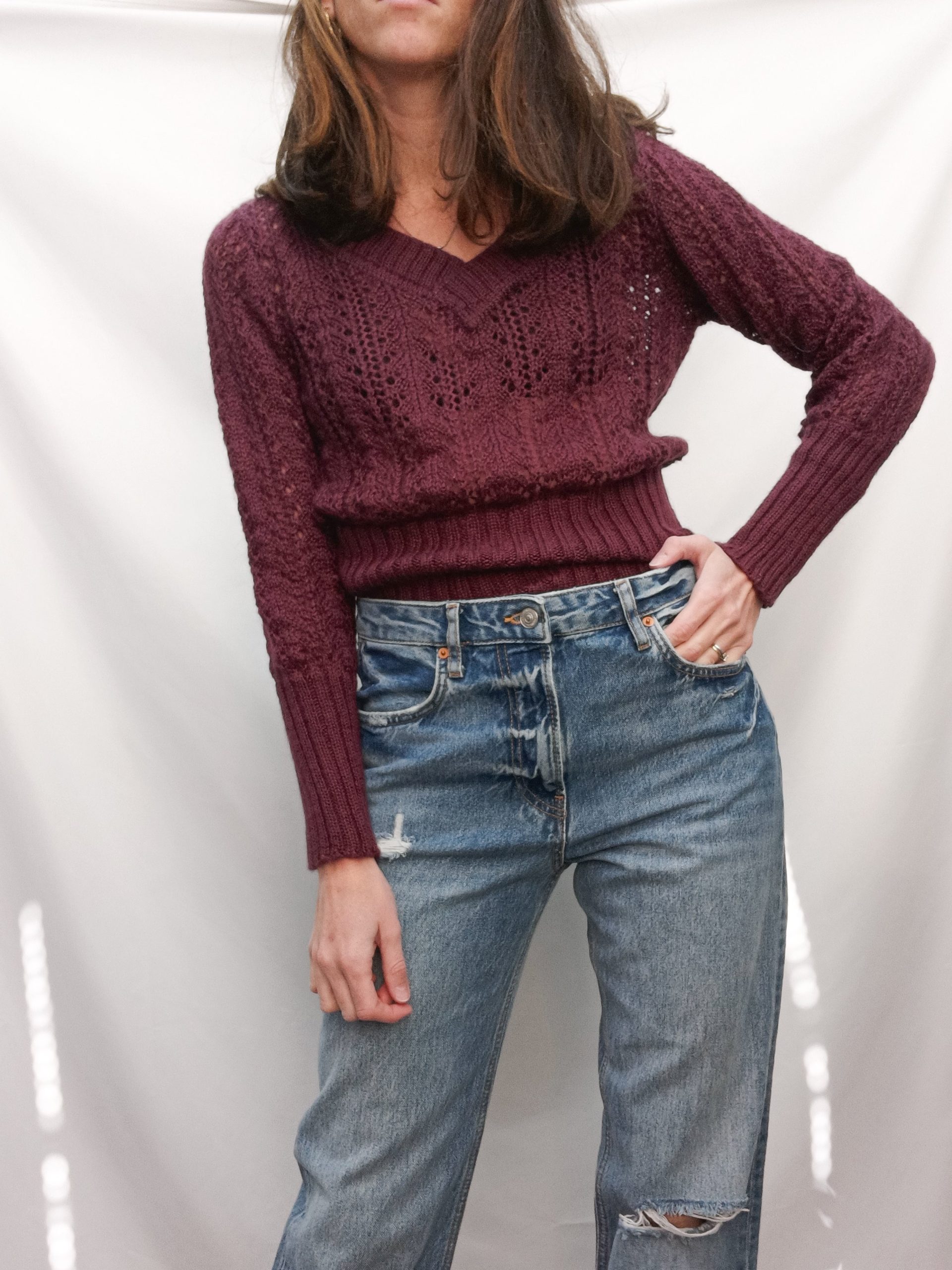 BAROCCO. Jersey burdeos troquelado T.u (s)