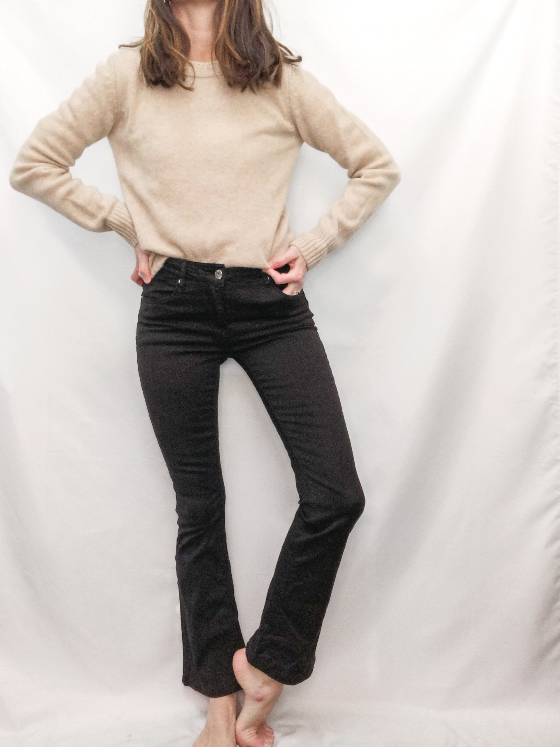 RENATTA&CO. Pantalón negro campana T.xs