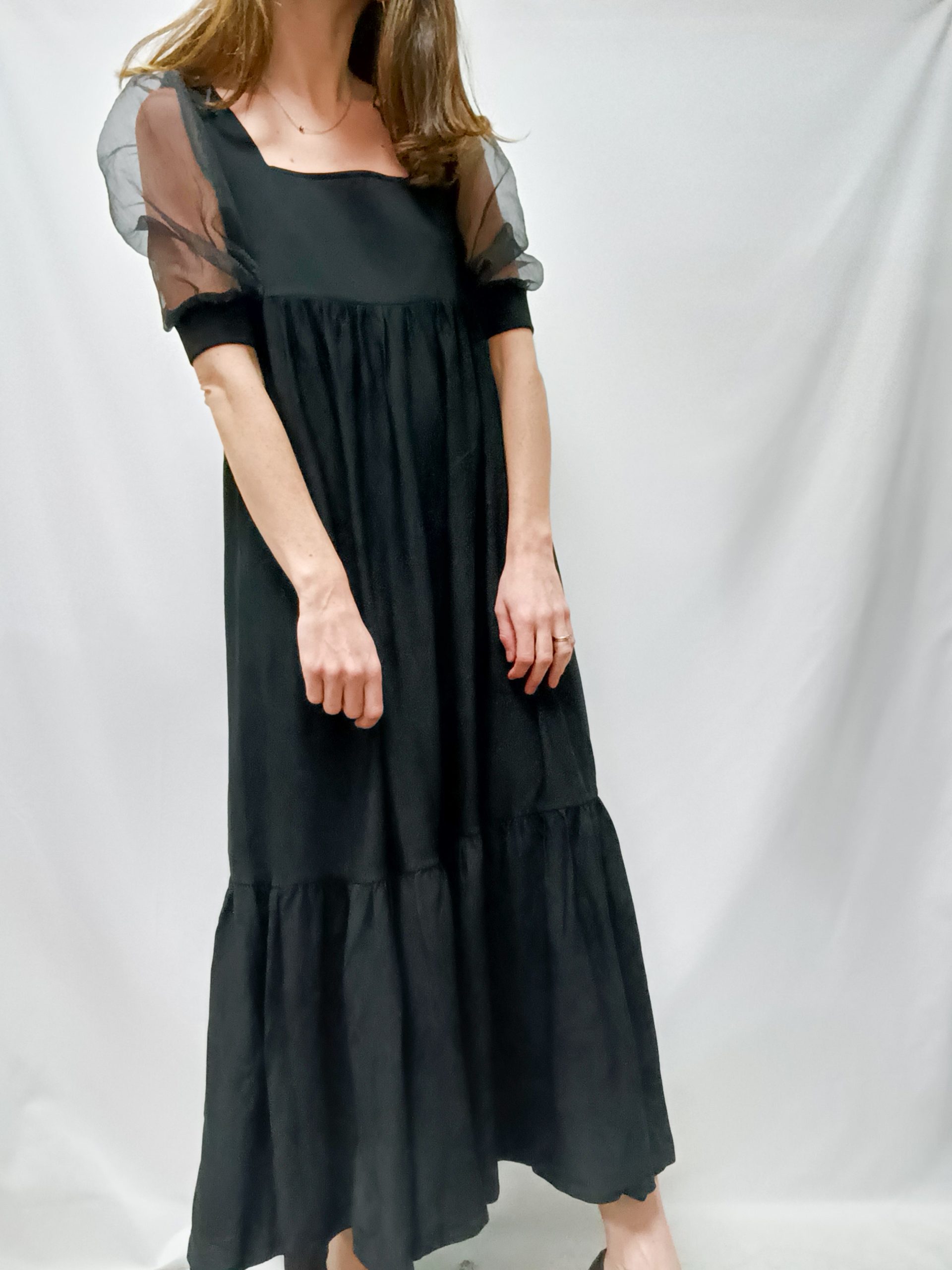 ZARA.Vestido punto mangas abullonadas T.s