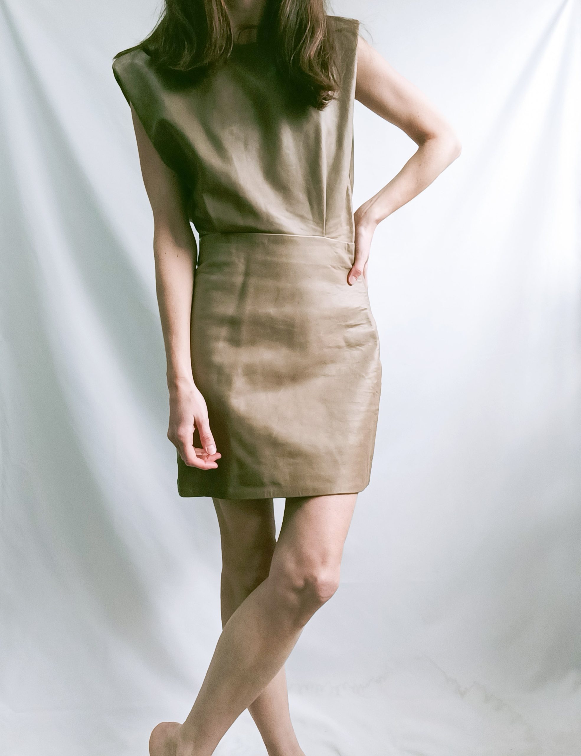 ZARA.Vestido piel T.M