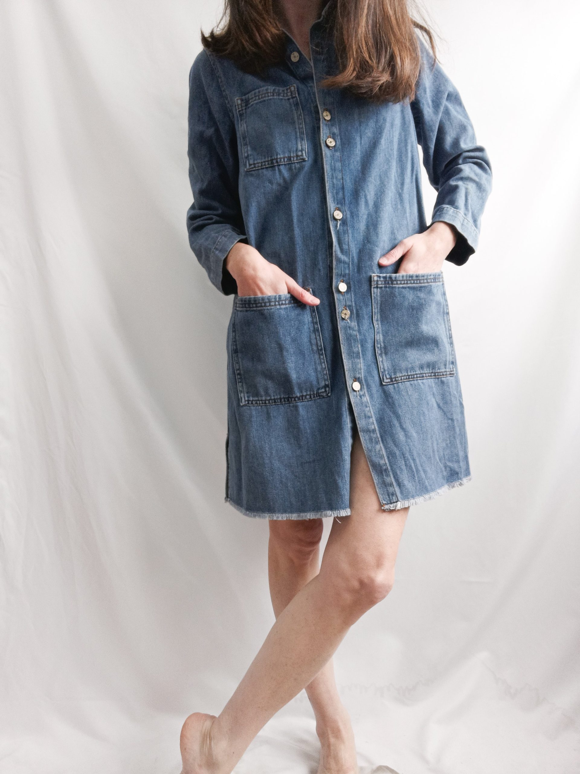 MANGO. Vestido corto denim T.s