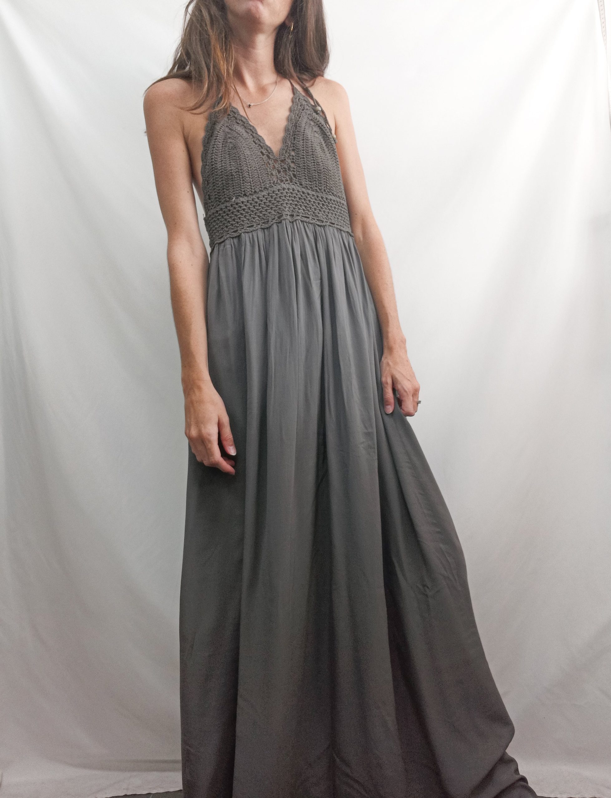 COOL&ME.Vestido top croché gris TU (S/M)