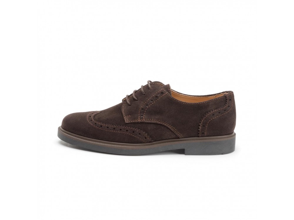 Zapato ingles ante picado marrón con cordón Jeromín