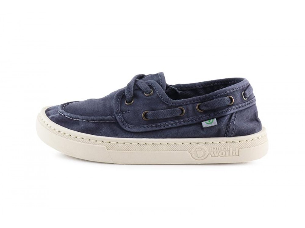 Náutico de lona azul lavado con cordón Natural World