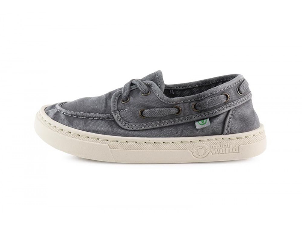 Náutico de lona gris lavado con cordón Natural World
